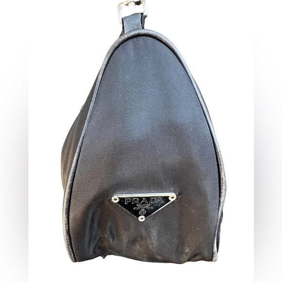 PRADA 1990s Vintage Nylon Baguette Black Small Purse - Picture 4 of 6